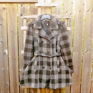 Fit & Flare Plaid Overcoat